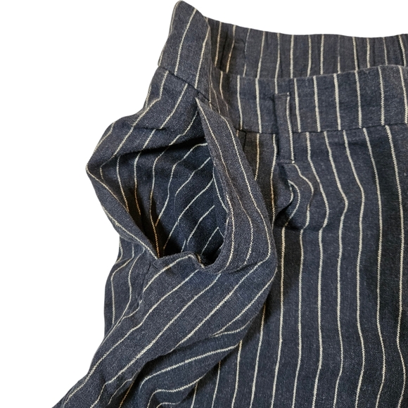 A New Day Pleated Front Pin Stripped Linen Blend Shorts, Navy/Cream, 12 - Picture 3 of 10